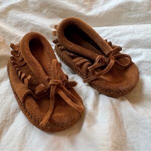 Brown Suede Kids Moccasins